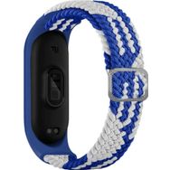 CoverZone Xiaomi Mi Band 6 Mixed Hasır Örme Mavi Beyaz Kordon