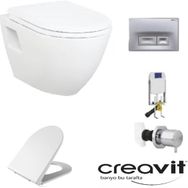 Creavit GR5001 Asma Klozet TP325 5'li Yavaş Mat Buton Kapak Gömme Rezervuar