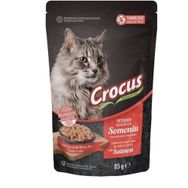 Crocus 12x85 gr Tahılsız Kedi Somonlu Pouch Jöleli Yaş Mama