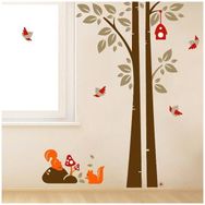 Crystal Kids Ağaç Sincap Kuşlar Çocuk Ve Bebek Odası Pvc Duvar Stickerı