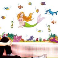 Crystal Kids Denizkızı Ve Balıklar Bebek Ve Çocuk Odası Pvc Duvar Stickerı