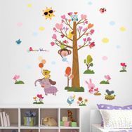 Crystal Kids Rengarenk Ağaç Ve Hayvanlar Bebek Ve Çocuk Odası Pvc Duvar Stickerı