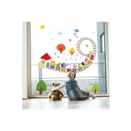 Crystal Kids Renkli Hayvanlar Treni Çocuk Odası Dekorasyonu Duvar Sticker