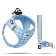 Curli 30-35 cm Mavi Ekose Vest Air-Mesh Köpek Göğüs Tasması