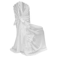 CV Linens 139,7x119,3 cm Beyaz Saten Kendinden Bağlı Sandalye Kılıfı