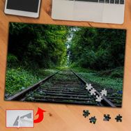 DA7F7B Ağaçlı Çimenli Tren Yolu 240 Parça Puzzle Yapboz Tablo