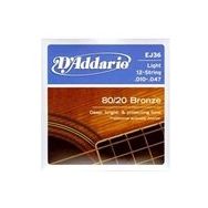 D'addario EJ36 12 String Light 10 Akustik Tel Set