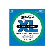 D'addario EXL130 Extrasuper Light 008 Elektro Tel Set