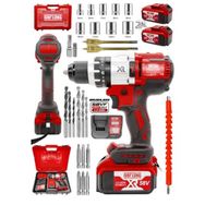 Daflong Brushless 58 V 5 Ah Çelik Şanzıman 10 Pilli Çift Akülü Darbeli Beyaz Şarjlı Matkap
