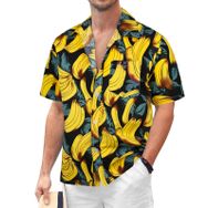 Danfiki Hawaii Kısa Kollu Çiçekli Muz Erkek Gömlek