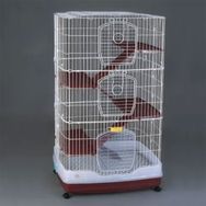 DaYang 82x55x149 cm Bordo Beyaz 3 Metal Katlı Kedi Kafesi