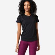 Decathlon Domyos 100 Fitness Kardiyo Kadın Siyah Kısa Kollu Spor T-Shirt