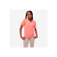 Decathlon Domyos 500 Fitness Hafif Antrenman Pastel Turuncu V Yaka Spor Kadın T-shirt