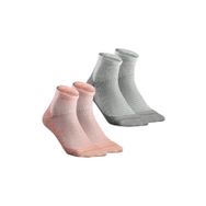 Decathlon Quechua Hike 100 2 Çift Pembe Gri Orta Boy Konçlu Outdoor Çorap