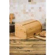 Deconox Bambu Lüks Panjur Kapaklı Büyük Ekmek Dolabı, Dolabı, Ekmek Sepeti Sandığı, Ekmeklik, Çok Amaçlı Bambu Kutu