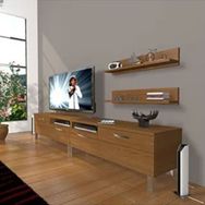 Decoraktiv EKO 220R SLM Krom Ayaklı Naturel Ceviz TV Sehpası