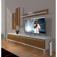 Decoraktiv Eko 7 MDF STD Krom Ayaklı Beyaz Siyah Tv Ünitesi