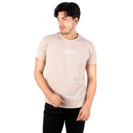 Deepsea 2302258 Bej Önü Nakışlı Eteği ve Kolları Ribanalı Çizgili Dar Kesim Erkek T-shirt