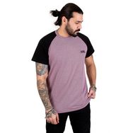Deepsea 2303030 Pembe Nokta Desenli Bisiklet Yaka Kolları Düz Renk Erkek T-shirt