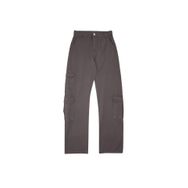 DeFacto Afra x DeFacto Gri Straight Fit Kargo Cepli Normal Bel Gabardin Kadın Pantolon