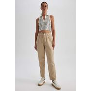 DeFacto Baggy Bej Gabardin %100 Pamuk Kadın Pantolon