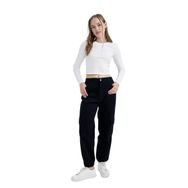 DeFacto Coool Siyah Normal Bel Kargo Cepli Basic Düz Gabardin Jogger Kadın Pantolon