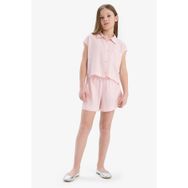 DeFacto D7616A825HS Pembe-PN6384 Beli Lastikli Viskon Kız Çocuk Şort