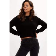 DeFacto Kadın Coool Relax Fit Crop Triko Kazak, Siyah, S Kazak