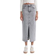 DeFacto Kadın Long Fit Jean Uzun Etek, Gri, 32 Etek