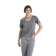 DeFacto Kadın Regular Fit V Yaka Basic Kısa Kollu Tişört, Antrasit , L T-shirt