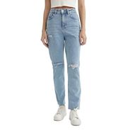 Defacto Mary Vintage Straight Fit Yırtık Detaylı Yüksek Bel Paça Ucu Kesik Bilek Boy Jean Pantolon