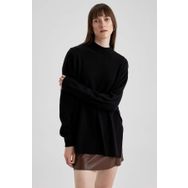 DeFacto S7514AZ23WN Siyah-BK27 Relax Fit Yarım Balıkçı Yaka Bayan Tunik