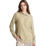 DeFacto T0609AZ26SP KH176 Haki Loose Fit Gömlek Yaka Baskılı Uzun Kollu Kadın Tunik