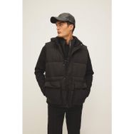 DeFacto W5509AZ23AU Siyah-BK27 Regular Fit Kapüşonlu Cepli Şişme Erkek Yelek