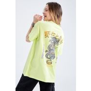 DeFacto W6589AZ22SM Sarı Coool Oversize Fit Bisiklet Yaka Sırt Baskılı Kısa Kollu Tişört
