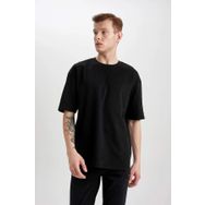 DeFacto X3926AZ23SP Siyah-BK81 Oversize Fit Bisiklet Yaka Pamuklu Premium Erkek T-shirt