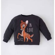 DeFacto Z4622A223SP Antrasit Kız Bebek Disney Bambi Bisiklet Yaka Sweatshirt