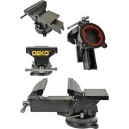 Deko 125 mm 5 inç 360 Dönerli Taban Özel Alaşım Paslanmaz Çelik Sabit Örslü Tezgah Masa Mengenesi
