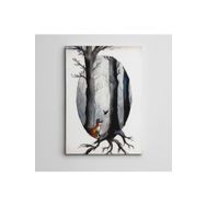 Dekolata Ağaçlar Tilki ve Kuş Mini 60x85 cm Kanvas Tablo