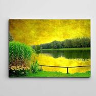 Dekolata Ağaçlar ve Göl 70x100 cm Kanvas Tablo