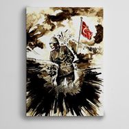 Dekolata Atatürk Cephe ve Türk Bayrağı 35x50 cm Kanvas Tablo