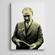 Dekolata Atatürk Kitap Okurken 25x35 cm Kanvas Tablo