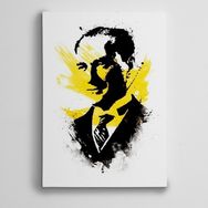Dekolata Atatürk Portre Sarı Siyah 140x200 cm Kanvas Tablo