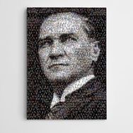 Dekolata Atatürk Siyah Beyaz Mozaik 25x35 cm Kanvas Tablo