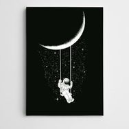 Dekolata Ay Salıncak ve Astronot Modern Sanat 40x60 cm Kanvas Tablo