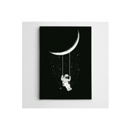 Dekolata Ay Salıncak ve Astronot Modern Sanat 60x85 cm Kanvas Tablo