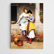 Dekolata Bahçede Kadınlar Modern Sanat 50x70 cm Kanvas Tablo