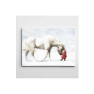 Dekolata Beyaz At ve Kırmızılı Çocuk 20x30 cm Kanvas Tablo