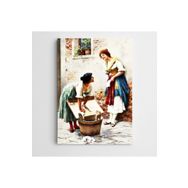Dekolata Çamaşır Yıkayan Kadınlar 100x140 cm Kanvas Tablo