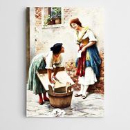 Dekolata Çamaşır Yıkayan Kadınlar 60x85 cm Kanvas Tablo